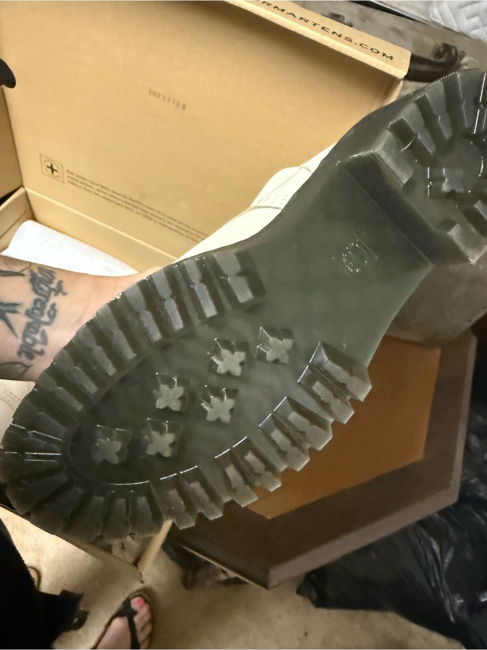 Women’s Cream Lace-Up Chunky Dr Martens - Picture 2 of 5